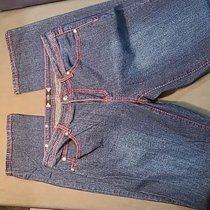 Tru Luxe Women's Jeans USA 29/8 Hard to find Red Stitching